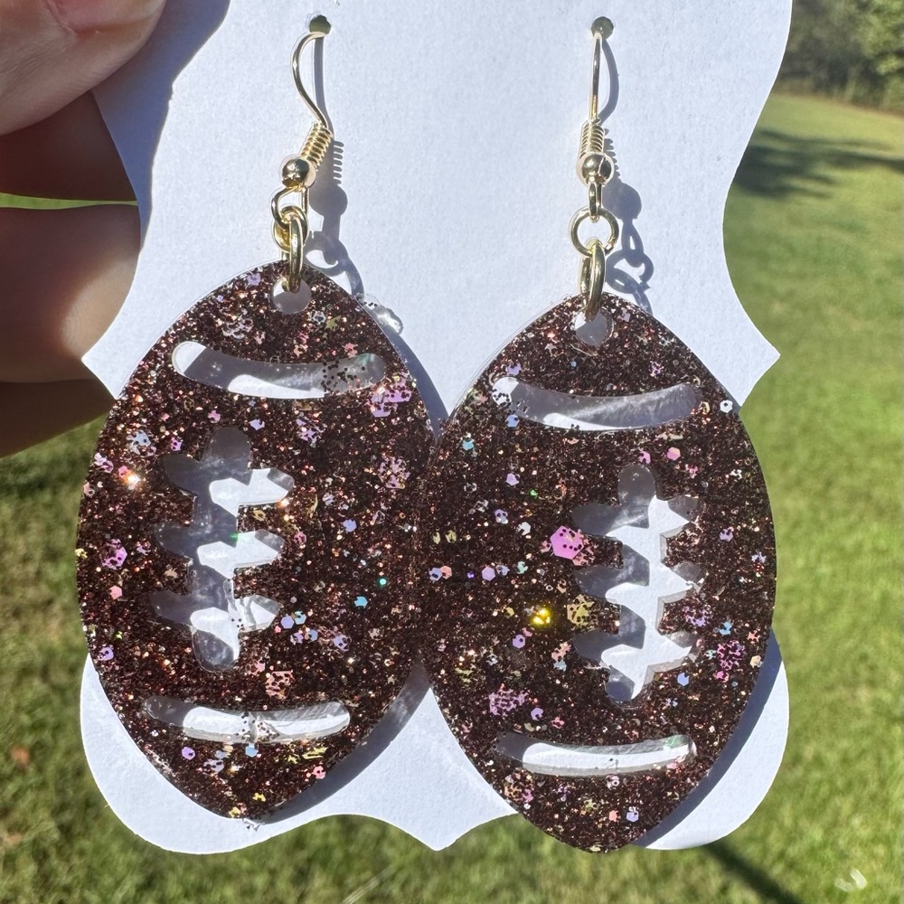 Glitter Football Earrings